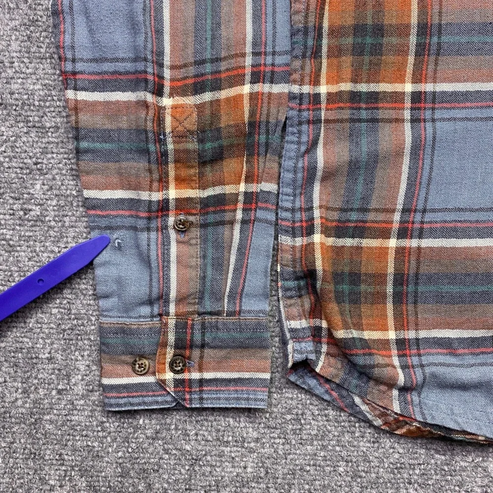 Toad&Co Mens Airsmyth LS‎ Shirt Blue Orange Plaid Flannel T2241915 Sz M Outdoor